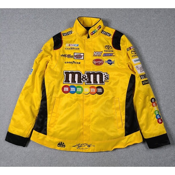 NASCAR M&Ms Kyle Busch #18 Joe Gibbs Racing Jacket Black Women's M Patches Sport - Picture 1 of 16